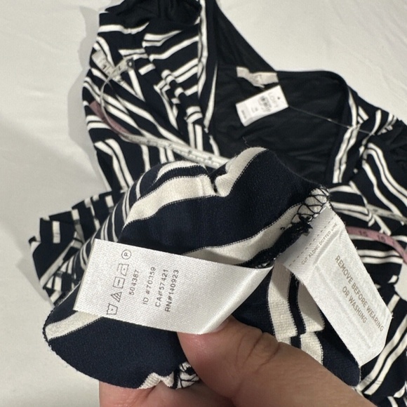 NWT $70 LOFT Plus [ 16 16W‎ ] Striped Wrap Back Flare Dress in Blue White #T1512 - Picture 6 of 15